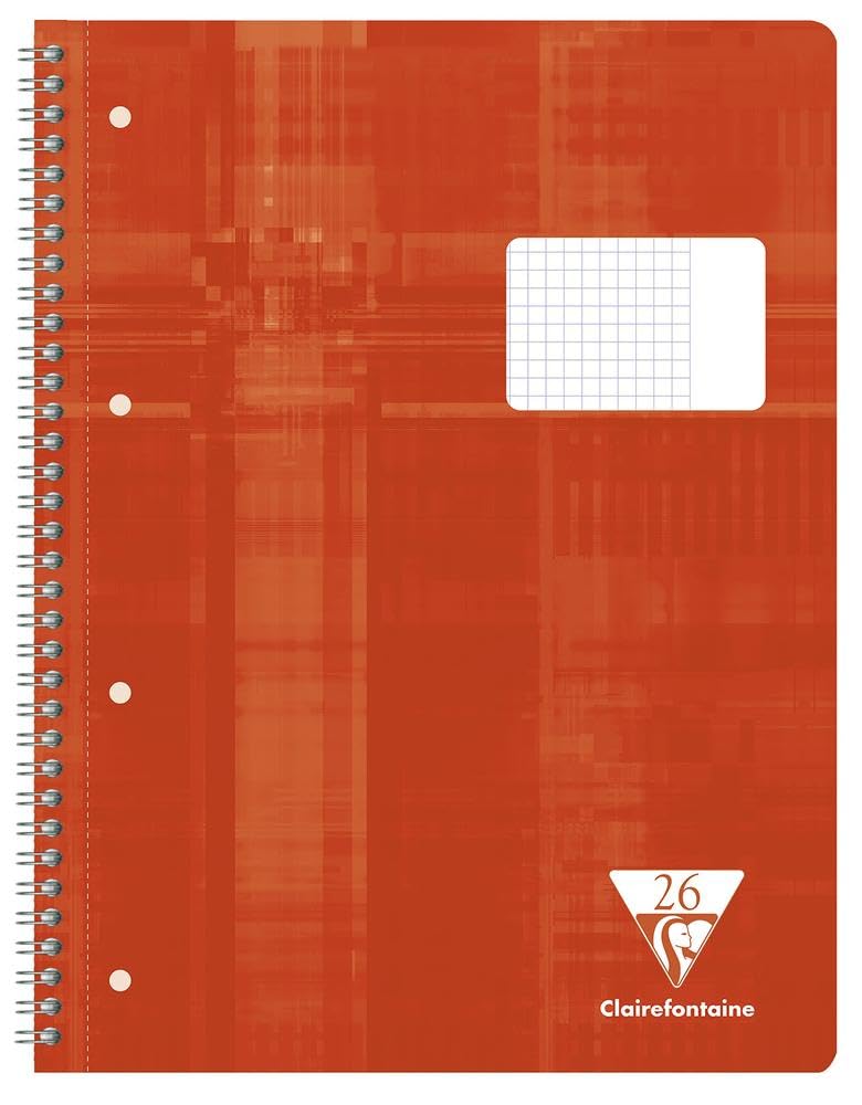 Clairefontaine 68226C A Red Perforated Spiral Notebook - A4+ 22.5x29.7cm - 160 Detachable Small Square Pages with Right Margin - 90 g White Paper - Card Cover