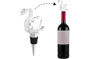 ULTECHNOVO Crystal Swan Wine Bottle Stopper with Gift Box, Decorative Metal Beverage Saver Plug Reusable Bling Cork for Weddi