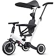 newyoo Tricycle for Toddlers 1-3, Toddler Bike, Toddler Tricycle with Push Handle and Canopy, Birthday Gift and Toys for Girl and Boy, 6 in 1 Baby Trike, Balance Bike, TR009, White