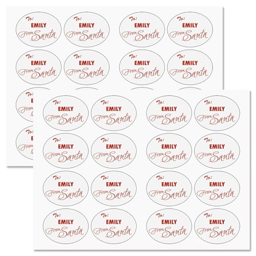 Current from Santa to/from Personalized Package Labels - 32 Self-Stick Christmas Gift Tags Labels with Name, Holiday Wrapping