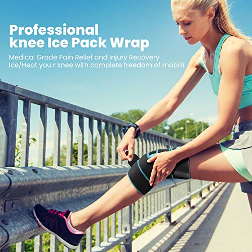Knee Ice Pack Wrap Hot & Cold Gel Compression Brace Treatment of The Knee, Relief Brace for