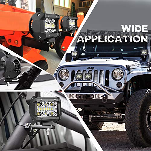 LED Pods,Auto Power Plus 2PCS 4” 120W OSRAM Off Road Driving Light Bar Spot Flood Combo LED Work Light Waterproof Fog Lights LED Cubes for Truck Jeep Car ATV UTV Boat,2Years Warranty