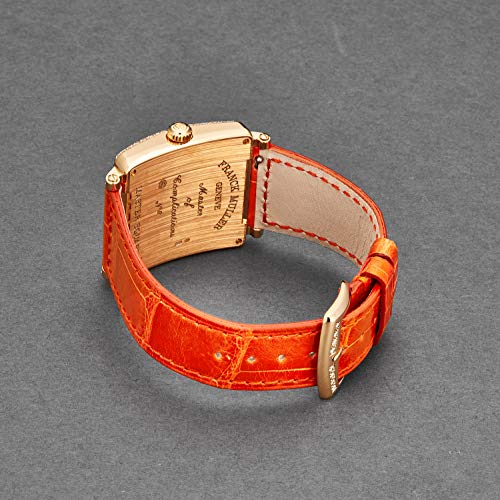 Franck-Muller-Womens-6002LQZCDDR5NOR-Master-Square-Silver-Dial-Orange-Strap-18K-Rose-Gold-Diamond-Watch
