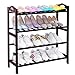 SONGMICS 100% Bamboo 4-Tier Rack 30 Inch Wide Entryway Shoe Shelf Storage Organizer Holds Up to 16 Pairs,Ideal for Hallway Bathroom Garden, Expresso Brown
