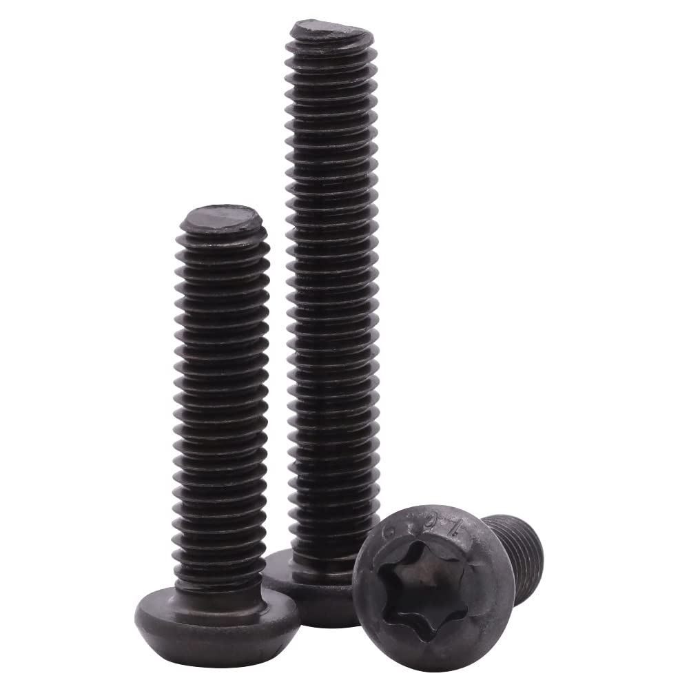 Photo 1 of M8-1.25 x 35mm Button Head Torx Drive Machine Screws Bolts, Black Oxide Finish, 10.9 Grade Alloy Steel, Full Thread Coverage UNC, Pack of 12