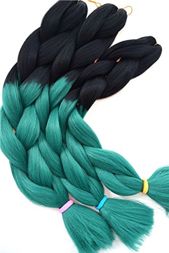 3pcs 24" Jumbo Braid Extension Synthetic Kankelon Ombre Braiding Hair Ombre (ombre green)