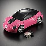 Car Shaped Mouse Wireless Mouse Computer Mice with USB Receiver Pink
