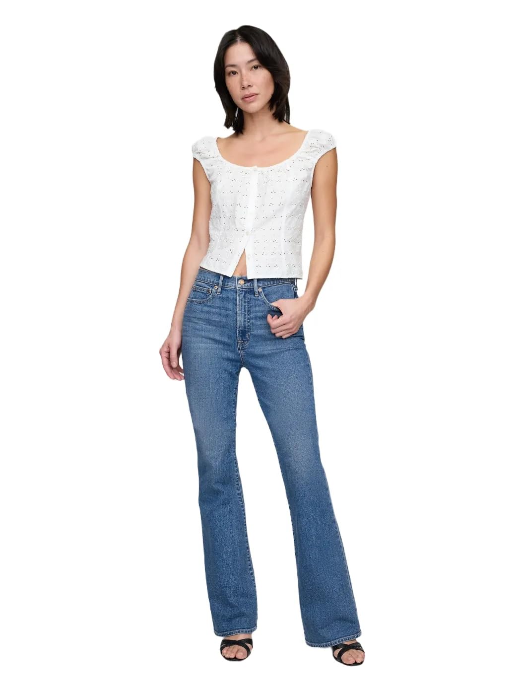GAP Womens High Rise Flare Denim Jeans Medium Wash 30 Long