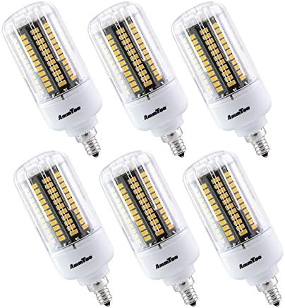 AmmToo pack of 6 E12 LED 15W corn bulb 85-265V 130Leds 5736 SMD 1200LM Warm White 2800-3200K Candelabra bulb