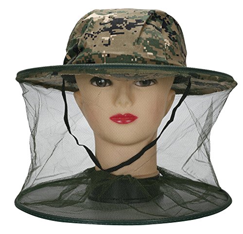 Natuworld Outdoor Camouflage Anti-mosquito Bees Fly Hat with Veil Mosquito Head Net Mesh Beekeeping Face Mask Face Protection