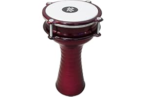 ZAZA PERCUSSION Kids Percussion 10'' Length Aluminum Darbuka, 5.2" Tunable Synthetic Head Doumbek Hand Drum for Kids (Red)