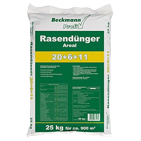 Beckmann Profi Rasendünger AREAL 20+6+11 • 25 kg für 700-1.000 m² • Volldünger