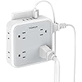 Multi Plug Outlet Extender, TESSAN Multiple Outlet Splitter with 4 USB Wall Charger, Widely Spaced 8 Electrical Plug Expander Surge Protector for Home Kitchen Dorm Room Office White-Grey