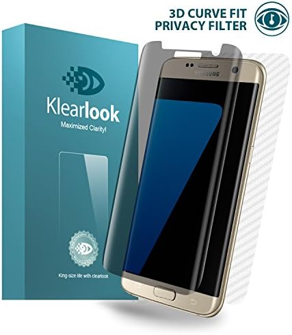 Klearlook Privacy Series 1 Pack Galaxy S7 edge Anti Spy Tempered Glass Screen Protector and 1 Pack Carbon Fiber Back Protector for Samsung Galaxy S7 Edge (Front and Back)