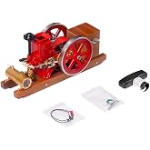 Retrol OKMO 1/4 Hit and Miss Engine Model Kit, Evaporative Water Cooling Single-Cylinder 4-Stroke Horizontal Mini Metal Agricultural Engine with Ignition System/Base, Gift -RTR