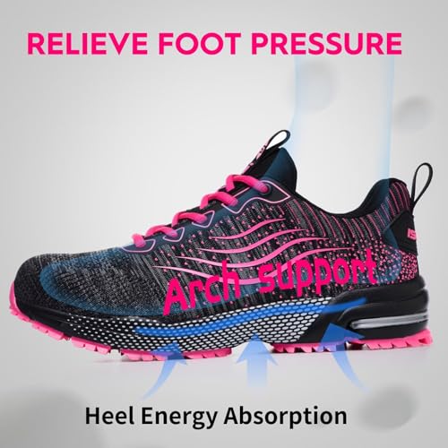 ISOOUS Safety Shoes Men Women Comfortable Work Shoes Lightweight with Steel Toe Breathable Anti-puncture
