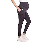 Motherhood Maternity Womens Over The Belly Workout Activewear Pregnancy Leggings with Pockets