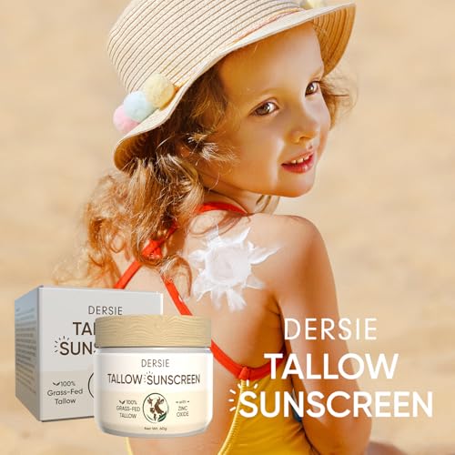 Dersie Tallow Sunscreen SPF 30 – Mineral UV Defense with Non-Nano Zinc Oxide – Face & Body Sun Protection for Adults & Kids – with 100% Grass-Fed Beef Tallow for Skin Comfort (2.1 oz)