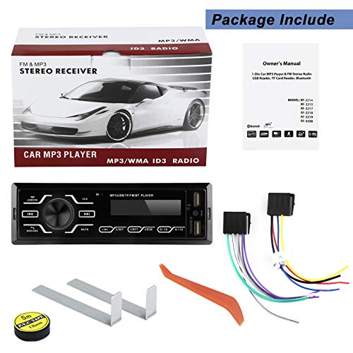Autoradio-Bluetooth-1-DIN-Radio-de-Coche-con-microfono-Integrado-estereo-Compatible-con-USBTFSDAUX-Reproductor-Multimedia-de-MP3-para-Coche-con-5-Luces-de-Colores