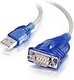 C2G USB Adapter, USB to DB9 Adapter Cable, Blue, 1.5 Feet (0.45 Meters), Cables to Go 26886