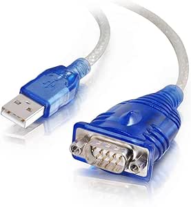 C2G USB Adapter, USB to DB9 Adapter Cable, Blue, 1.5 Feet (0.45 Meters), Cables to Go 26886
