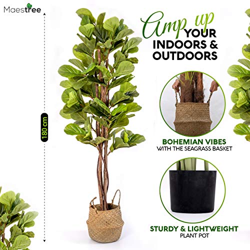 Maestree Faux Fiddle Leaf Fig Tree Artificial Plant 6 Feet Tall Fake
