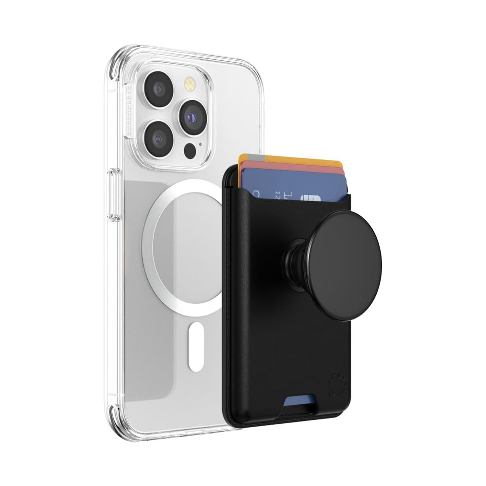 PopSockets Softgoods Phone Wallet with Expanding Grip and Adapter Ring for MagSafe, Phone Card Holder, Wireless Charging Compatible, Wallet Compatible with MagSafe® - Black — image 1