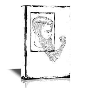 Beard Art Canvas Wall Art - Man with Long Beard Muscle Concept - Gallery Wrap Modern Home Art | Ready to Hang - 12x18 inches