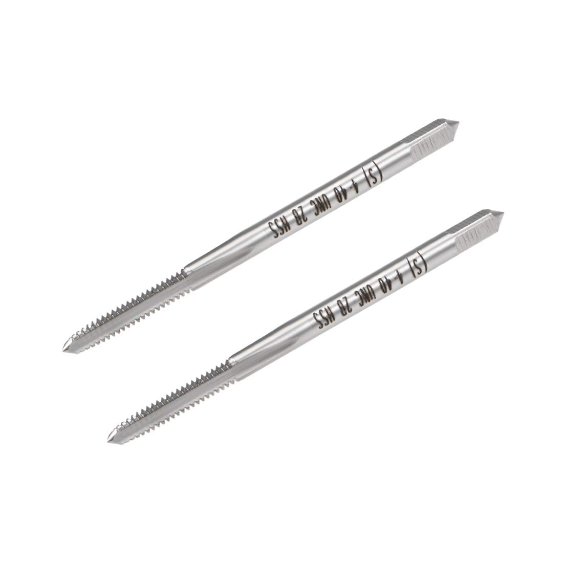 sourcing map Machine Tap #4-40 UNC Thread 2B Class 3 Flutes High Speed Steel Screw Threading Tap Tapping Tool 2pcs