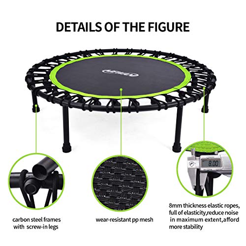 Newan 40'' Silent Fitness Mini Trampoline - Indoor Rebounder for Adults - Best Urban Cardio Jump Fitness Workout Trainer, Covered Bungee Rope System - Max Limit 330 lbs