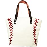 Large Baseball Tote Bag Sports Printing Utility Top Handle Shoulder Bag Canvas Sport Travel Beach for Women Gifts
