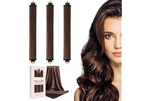 NEW NOAM Heatless Curls Overnight Set of 3 with 1 Scarf - Heatless Hair Curler, Overnight Blowout Rods for Blowout Look Long Hair (Brown)