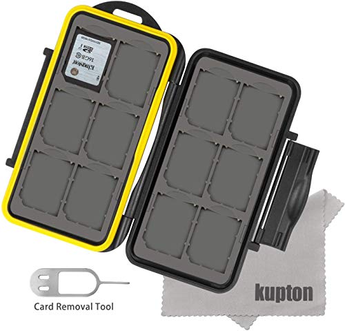 Kupton Memory Card Case Water-resistance Shockproof Carrying Bag Box for 12 Piece SDHC/SDXC Card/MicroSD Card SD Card Superfine Fiber Cloth