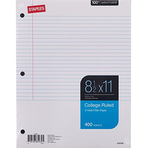 Staples College Ruled Filler Paper, 8 1/2 x 11-Inches (800 Sheets)