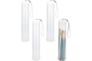 CertBuy 4 Pack Extendable Plastic Paint Brush Case, Clear Long Paint Brush Holder Tube, Storage Paintbrush Organizer Pencil Container, Dustproof Watercolor Pen Container for Drawing Tool Artist Travel