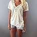 Kwok Women's Summer Vest Top Short Sleeve Blouse Casual Tank Tops T-Shirt Lace (L)