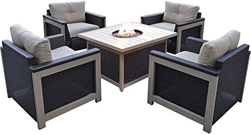 Amazon Com Agio Wolf 5 Piece Wicker Patio Fire Pit Conversation