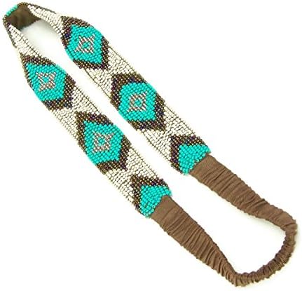 Jane Tran Southwest Mosaic Headband in Turquoise Seed Bead Mix