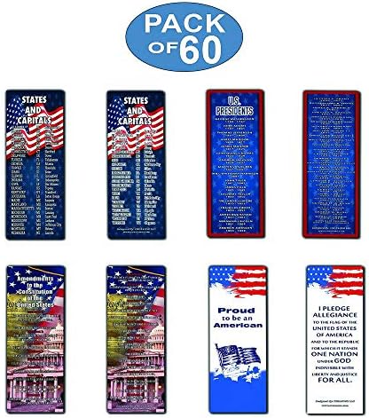 Four sturdy bookmarks in patriotic colors themed for 4th of July festivities.