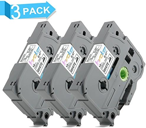 Invoker Compatible Label Tape Replacement for Brother P-Touch TZe-FA231 TZeFA231 TZFA231 Textile Iron-on Tape 0.47 12mm x 3m for Brother P-Touch H105 H100LB 1000 1010 D400 (Black on White, 3-Pack)
