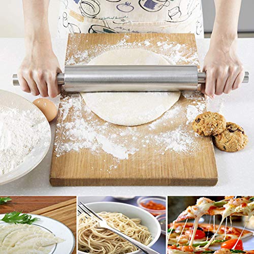 Chercherr Rolling Pin, Safe And Durable Smooth Home Metal Stainless Steel Rolling Pin For Baking Fondant Pie Cookie Cooking Assistant (C)