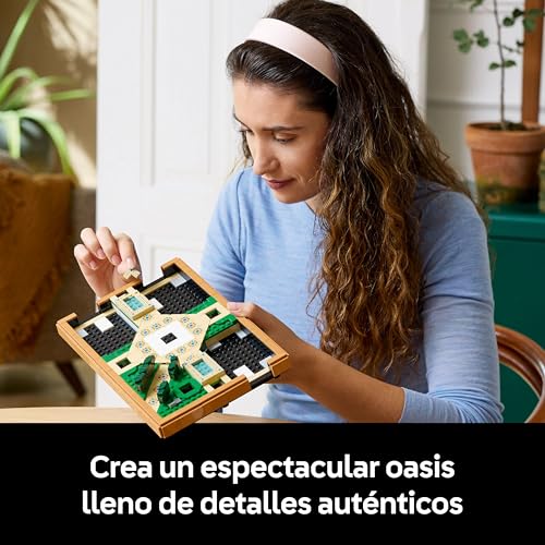Icons Jardín con Fuente Maqueta para Adultos con Plantas y Flores Artificiales: Caléndula, Buganvilla, Geranio, Decoración para el Hogar, Figura de Pájaro, Regalo para Mujeres y Hombres 10359