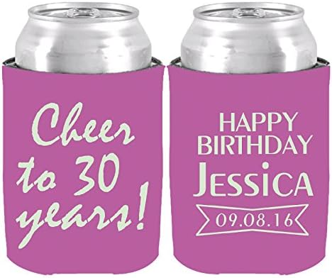 Happy Birthday Can Coolers Koozie Personalised Name and Years Bottle Beer Coolers Set of 2 for Birthday Party