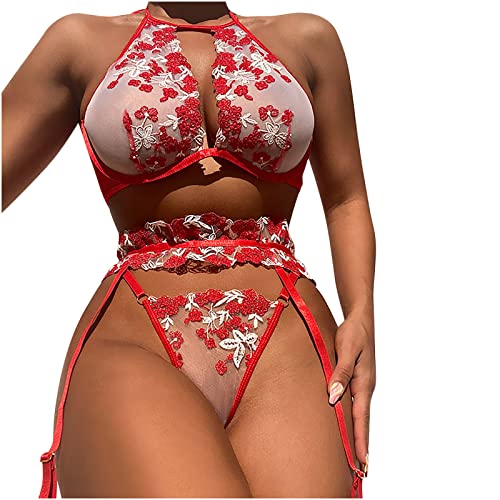 Lingerie for Women 2 Piece Set Sexy Naughty Lace Bra and Panty Sets Straps  Bralette Babydoll Underwear Sleepwear Sex Products for Adult Couples Sex  Accessories for Adults Couples Kinky Play 43 Red