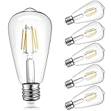 Oak Leaf Dimmable 6W Vintage Edison LED Bulbs, ST64 60W Equivalent LED Filament Light Bulb, Daylight White 5000K Antique Bulbs, E26 Base, 500 Lumens, CRI 80, ETL Listed, 6-Pack