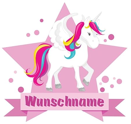 Samunshi® Großes Einhorn Wandtattoo Türschild mit Name personalisierbar Kinderzimmer Türaufkleber Baby Wandaufkleber in 9 Grö