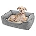 Best Pet Supplies - Breathable Linen Pet Bed for Summer with Comfortable Padding | Square Medium Cozy Cuddler for Dogs and Cats (24
