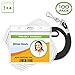 Claev Horizontal Card Protector & Lanyard Set (Black, 4x3 Inch, 100 Pack), Clear Waterproof ID Name Badge Holders & Soft Braided Lanyards