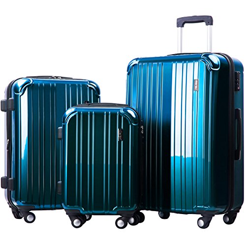 Merax Dreamy ABS+PC 3 Piece Expandable Luggage Set with TSA Lock (Blue)
