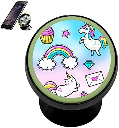 Cute Colored Unicorn Universal Magnetic Phone Holder, 360 ¡ã Rotation Magnetic Car Mount Holder, With Luminous Function